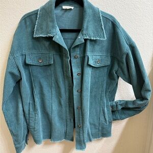 LA MIEL Teal Mint Corduroy Jean Jacket